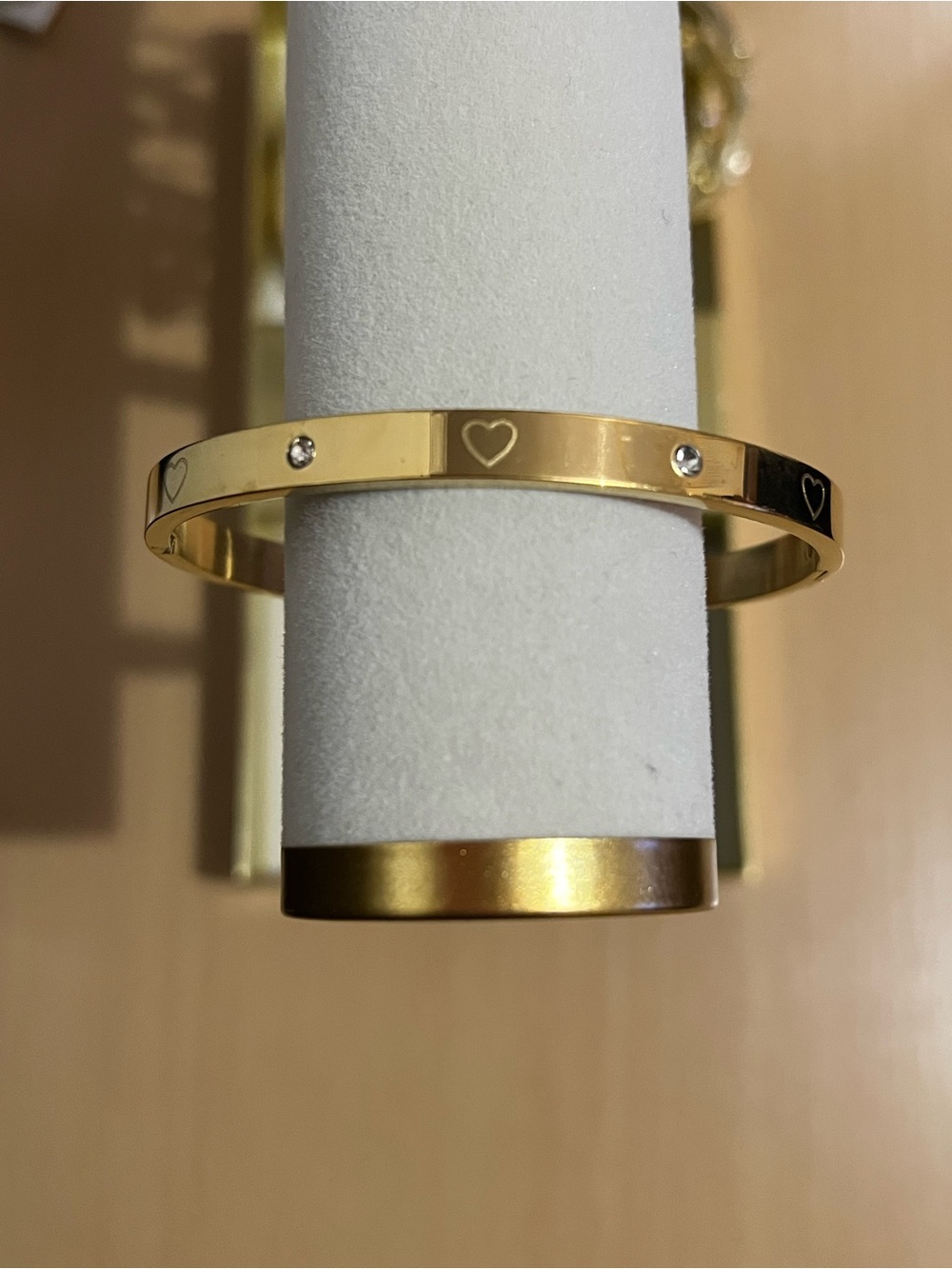Gold Heart Accent Bangle Bracelet for Women